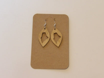 State of Maine Rounded Diamond Dangle Wooden Earrings