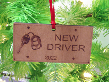 New Driver License Plate Wooden Christmas Tree Ornament