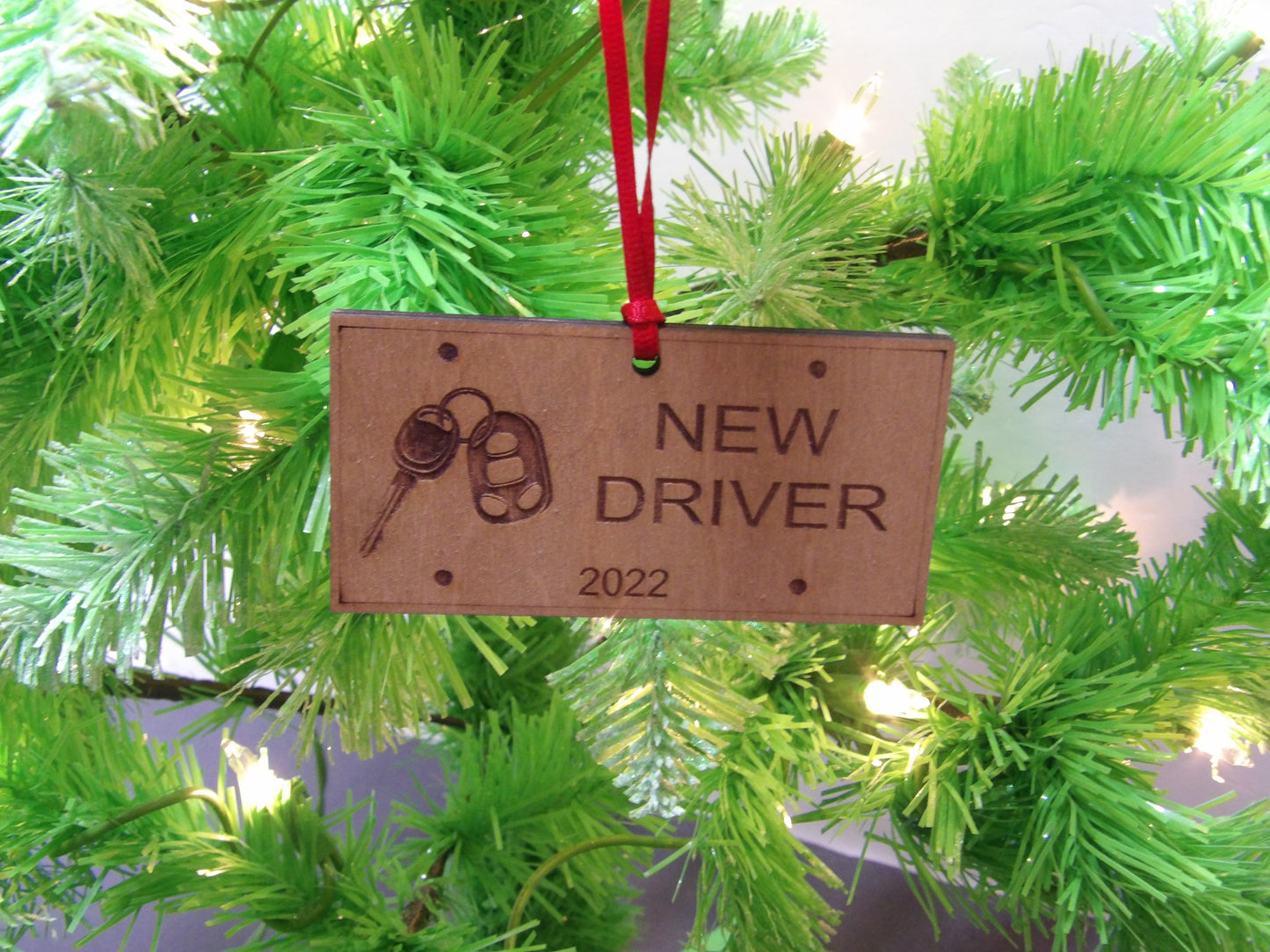 New Driver License Plate Wooden Christmas Tree Ornament