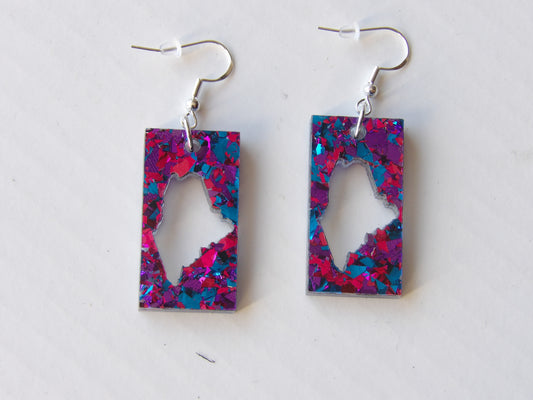 State of Maine Rectangle Dangle Acrylic Earrings (8 Colors)