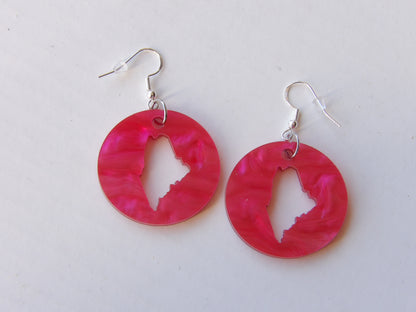 State of Maine Circle Dangle Acrylic Earrings (8 Colors)