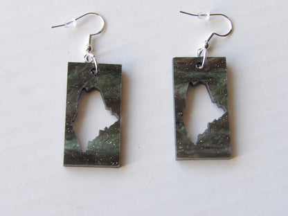 State of Maine Rectangle Dangle Acrylic Earrings (8 Colors)