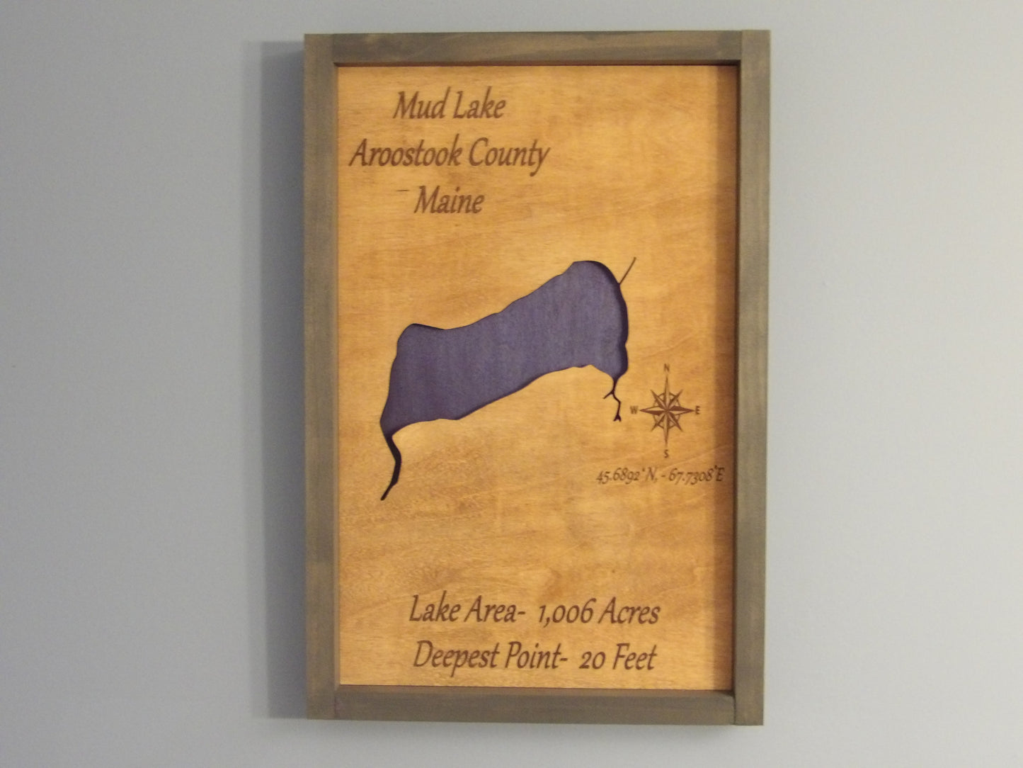 Lake Map Framed Sign