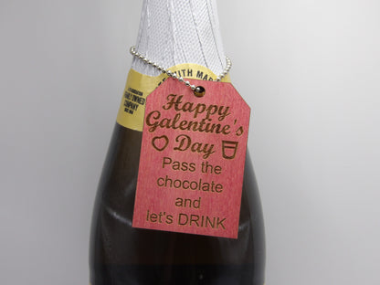 Pass the Chocolate and Let's Drink Galentine's Day Wine Tag