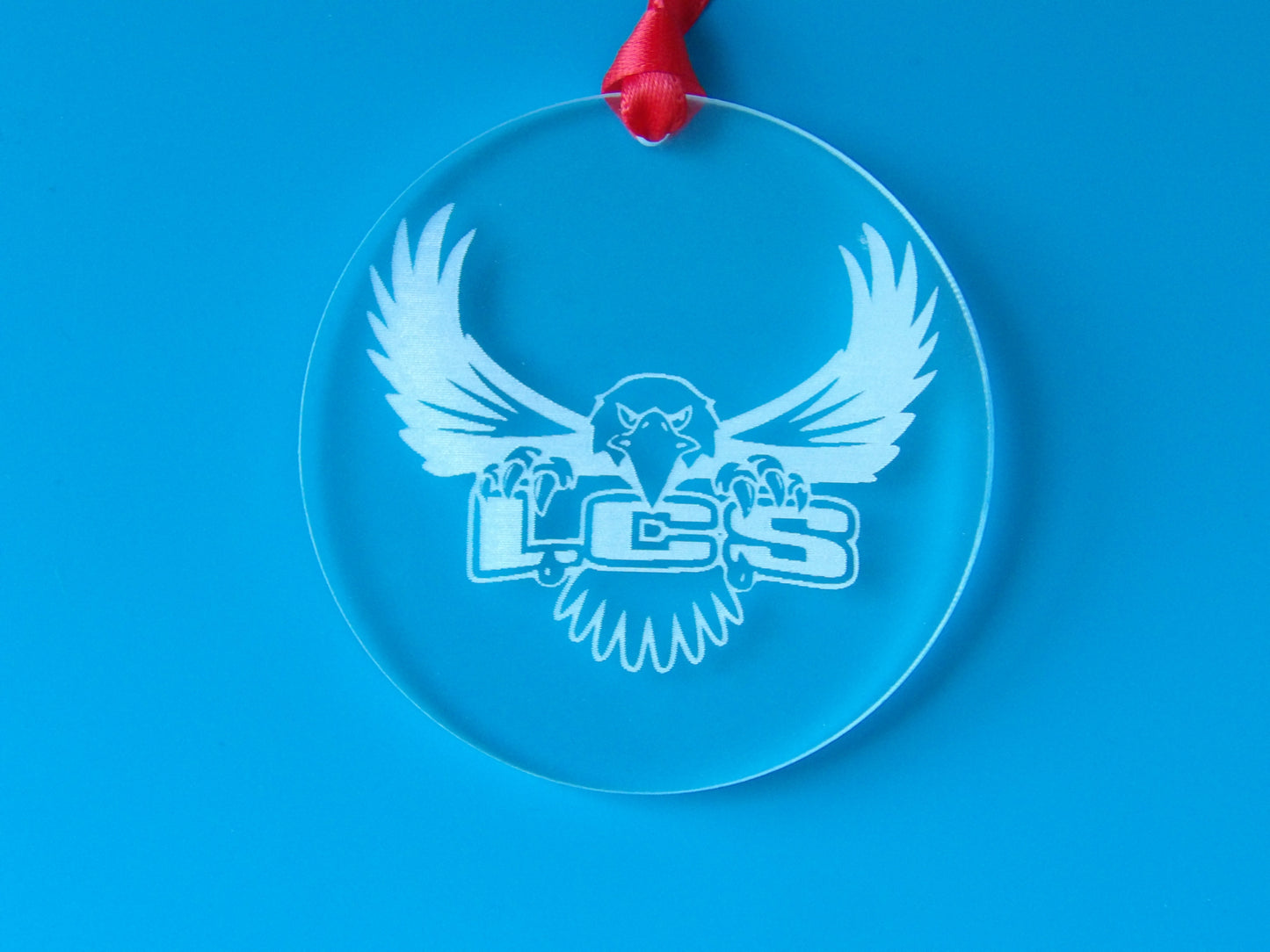 School Mascot Clear Acrylic Christmas Tree Ornaments