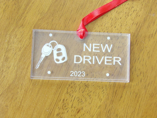 New Driver License Plate Clear Acrylic Christmas Tree Ornament