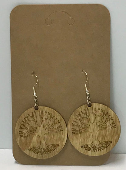 Tree of Life Dangle Wooden Earrings