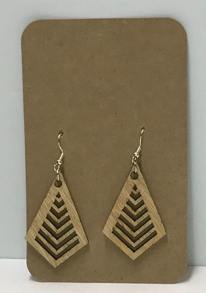 Pyramid Dangle Wooden Earrings